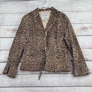Pamela McCoy Collections Leopard Print Leather Blazer Women's Large Beige